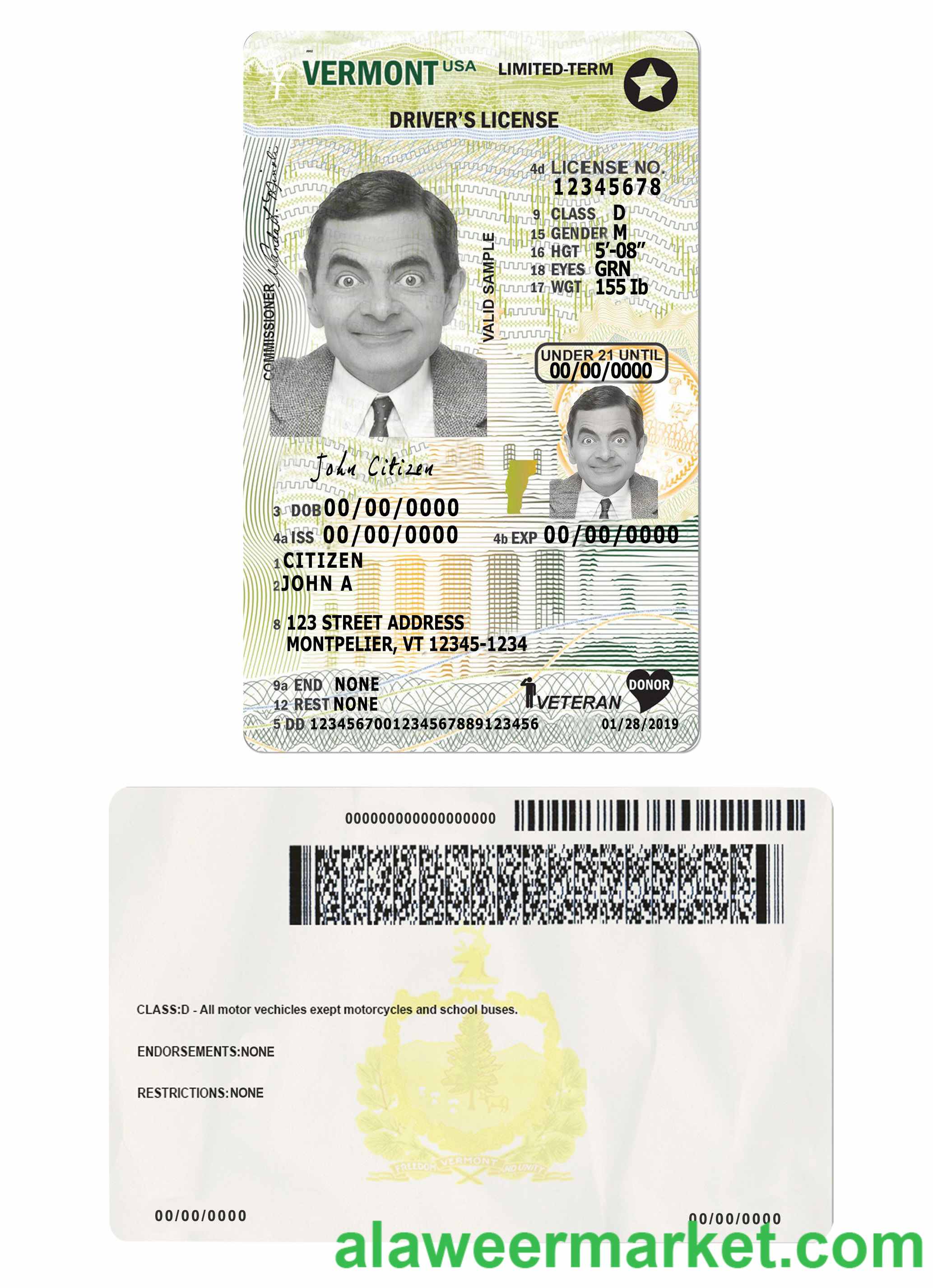 USA Vermont driving license under 21